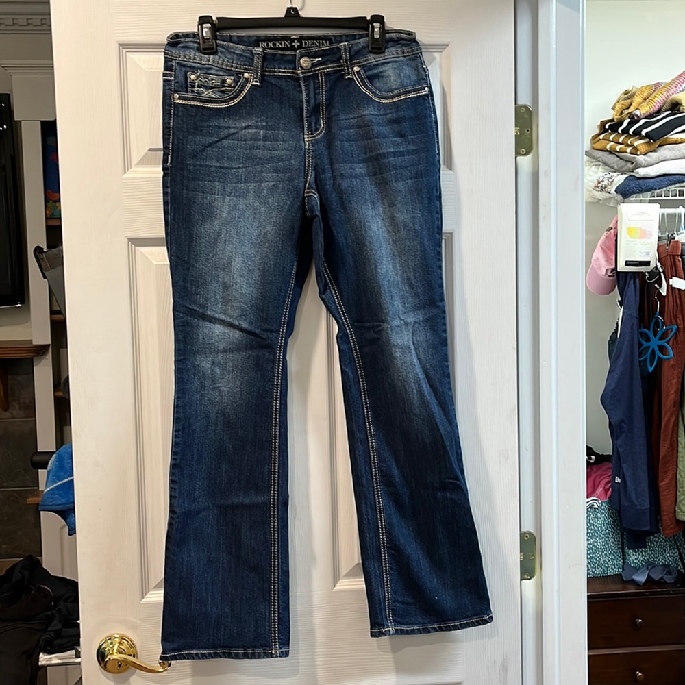 Rockin Denim jeans, slight flare leg. Size 10